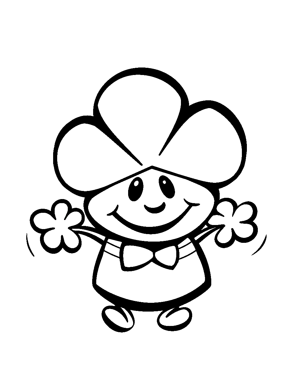 Happy Dancing Shamrock St Patricks Day Coloring Page - A joyous shamrock character dancing merrily.