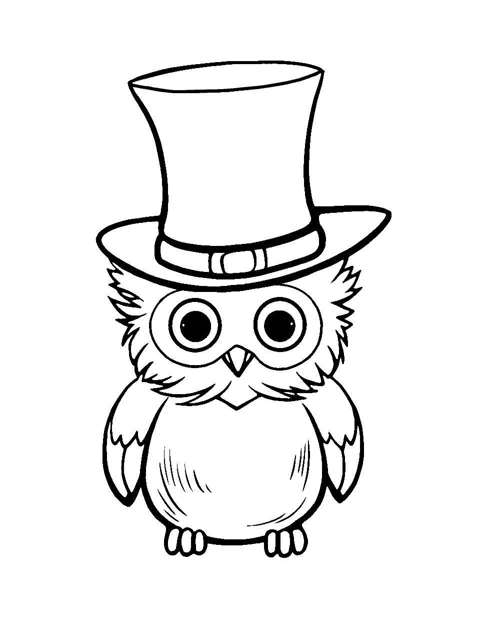 Owl with Leprechaun Hat St Patricks Day Coloring Page - An owl wearing a leprechaun hat.