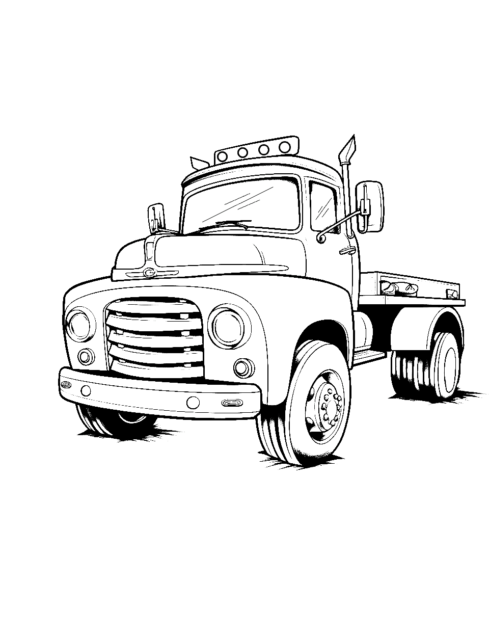 Simple Tow Truck Coloring Page - A simply designed tow truck that is easy to color.