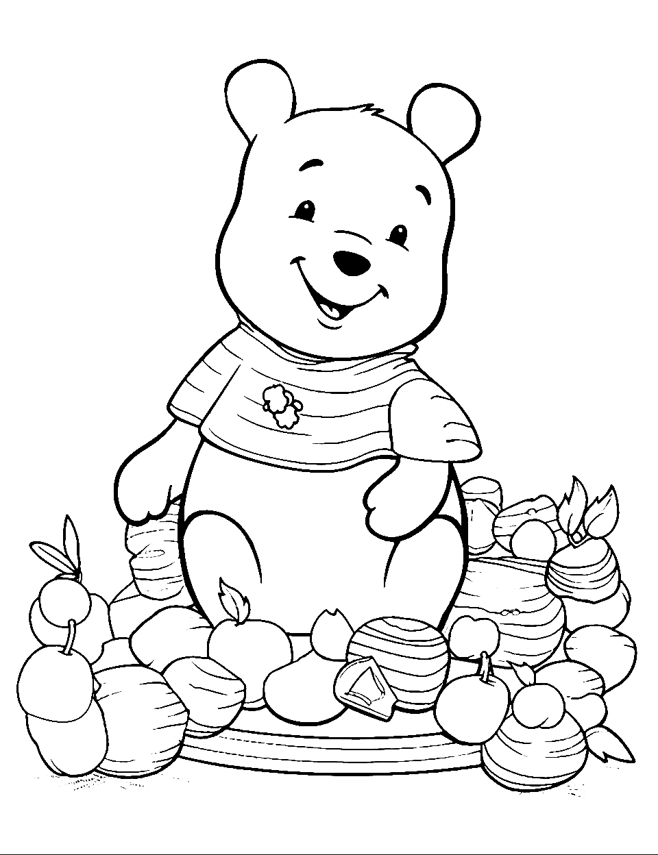 pooh thanksgiving coloring pages