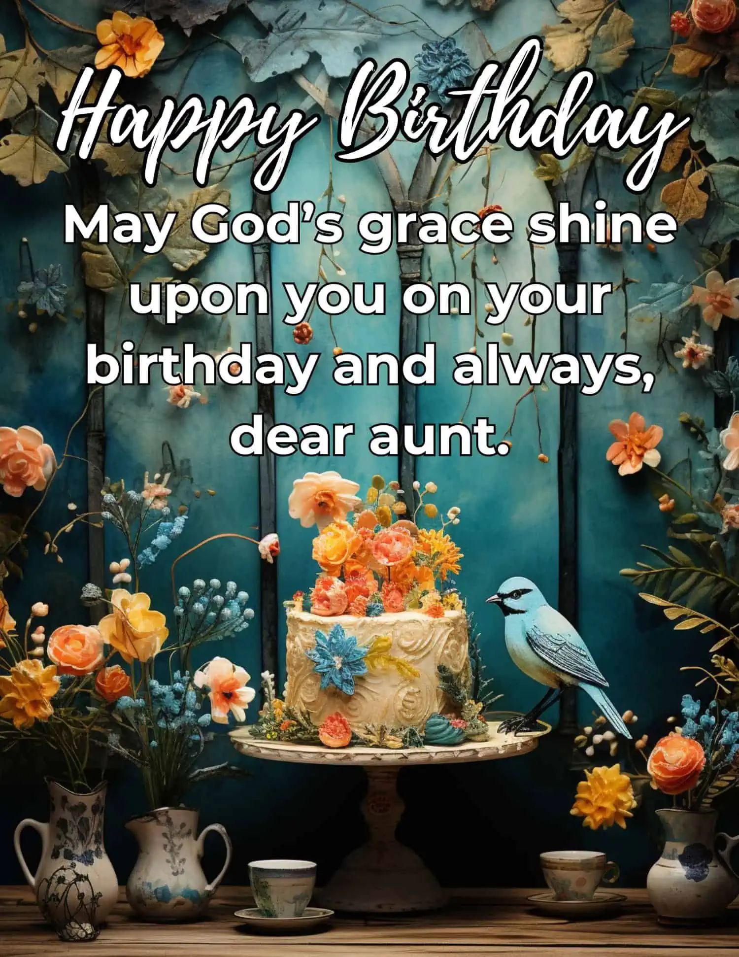 A heartfelt collection of religious birthday greetings for aunts, combining spiritual blessings with warm familial sentiments.