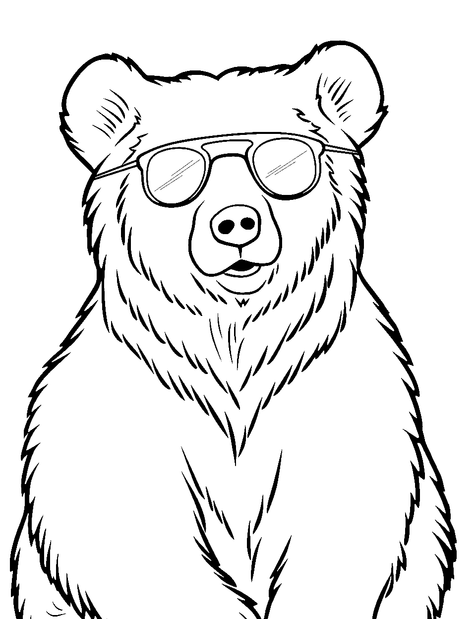 Cool Bear with Sunglasses Coloring Page - A bear chilling wearing trendy sunglasses.