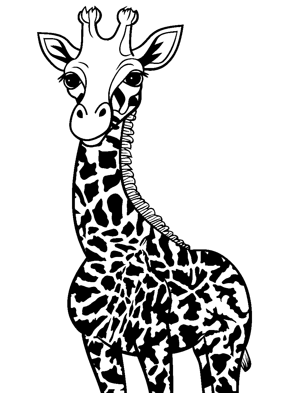 Complex Giraffe Patterns Coloring Page - A giraffe filled with complex patterns.