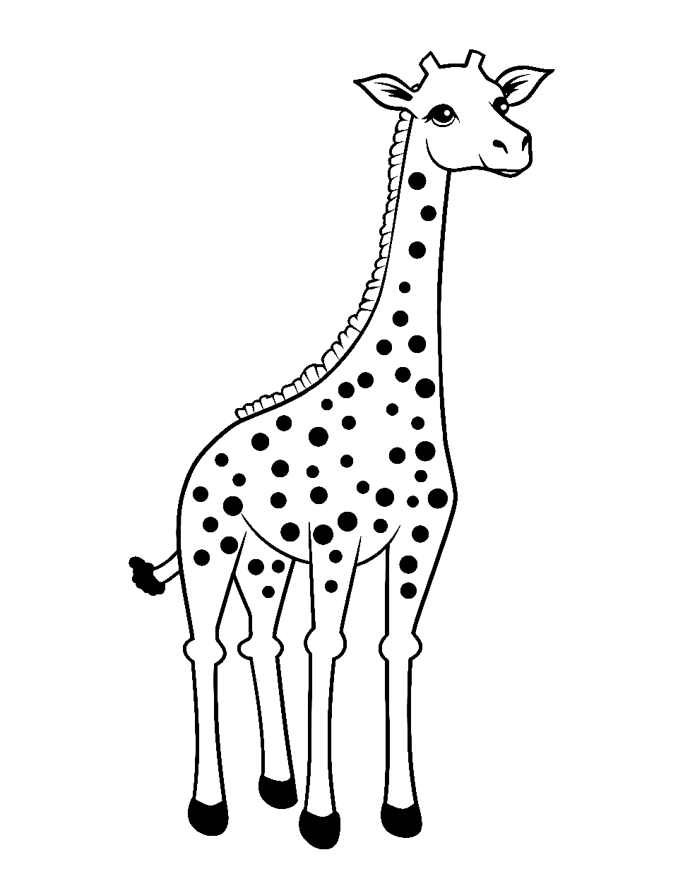 Polka-Dotted Giraffe Coloring Page - A quirky giraffe with polka dots instead of the usual patterns.