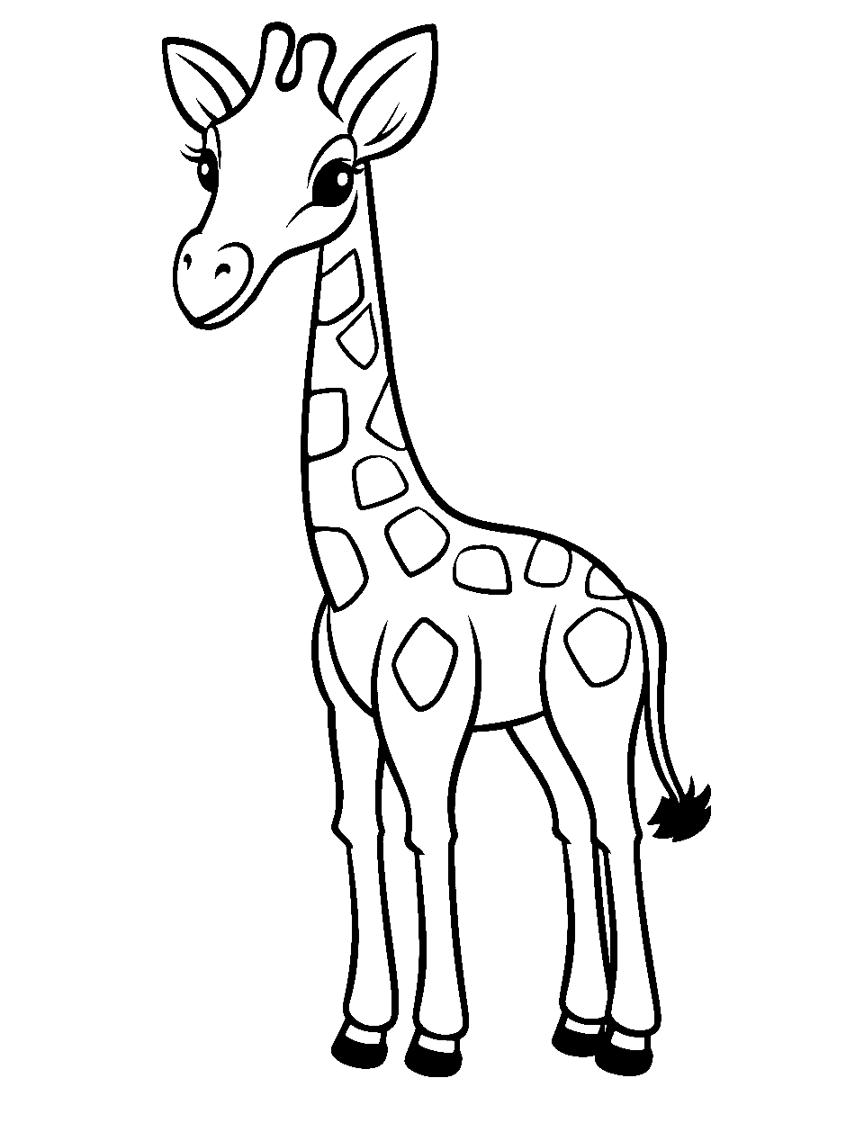 Easy Giraffe Outline Coloring Page - A basic outline of a giraffe for beginners.