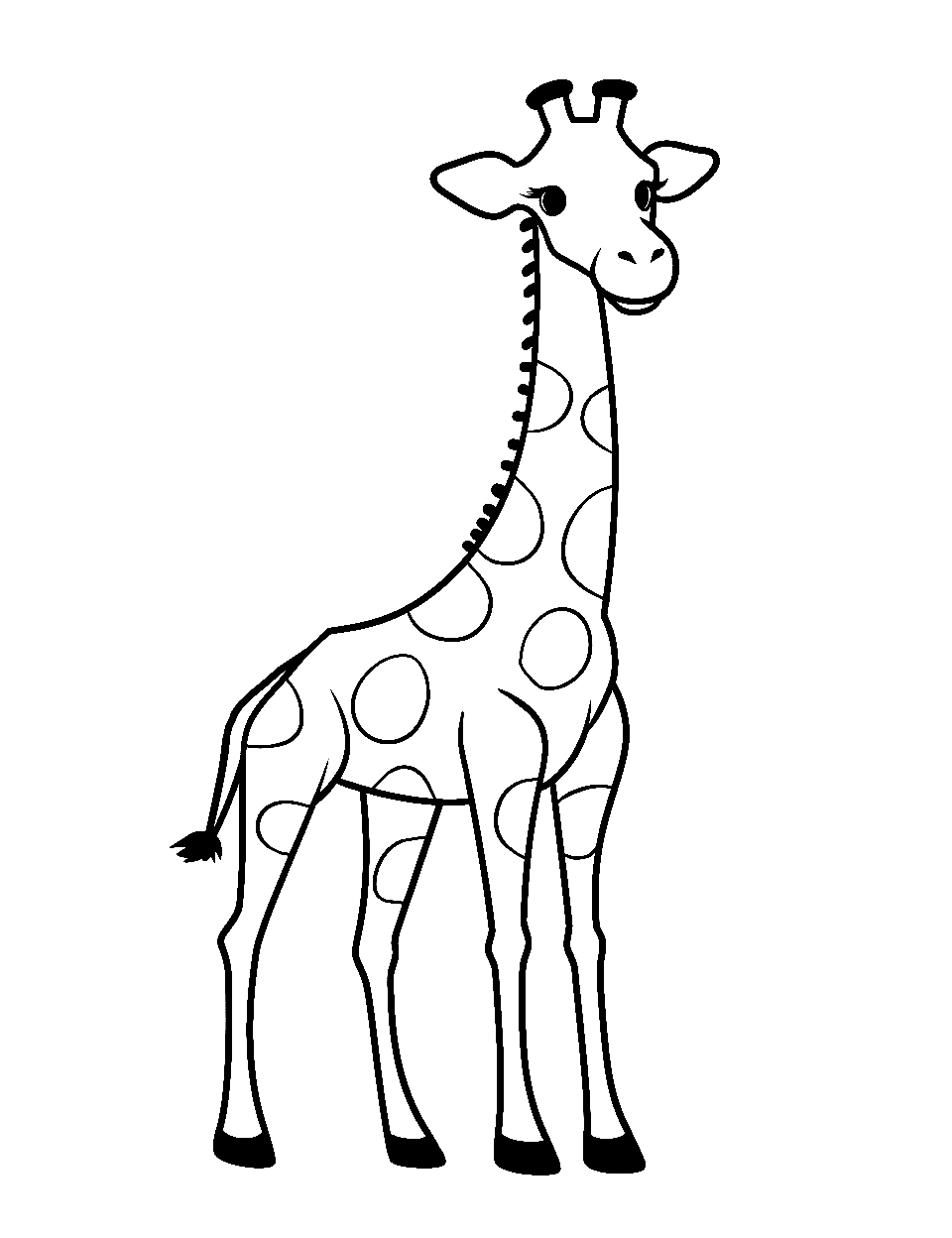 Simple Giraffe Drawing Coloring Page - A minimalist giraffe drawing focusing on basic shapes.