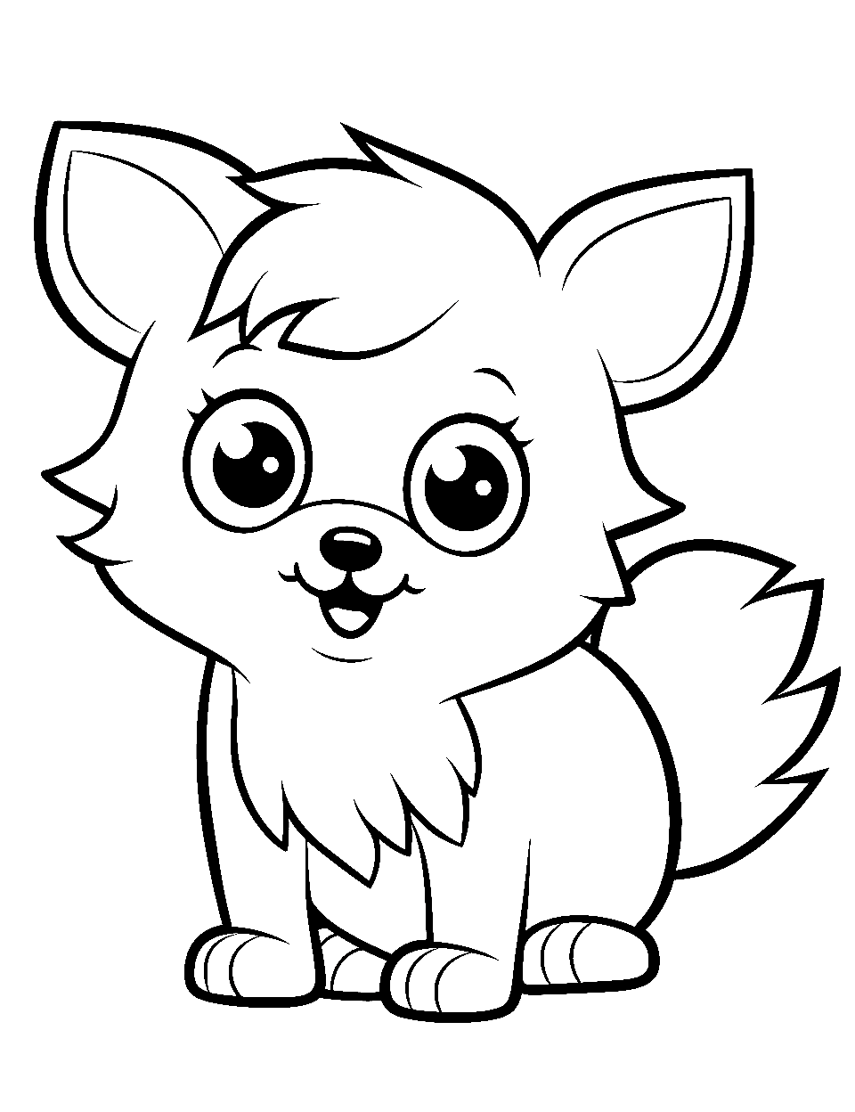 Anime Animal Coloring Page - A cute anime-style animal posing happily.