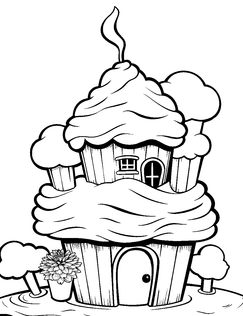 Ice Cream House Preschool Coloring Page - A house made out of ice cream.