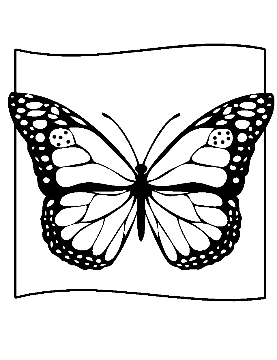 Insect Exploration Coloring Page - A detailed butterfly on a piece of paper for close inspection.