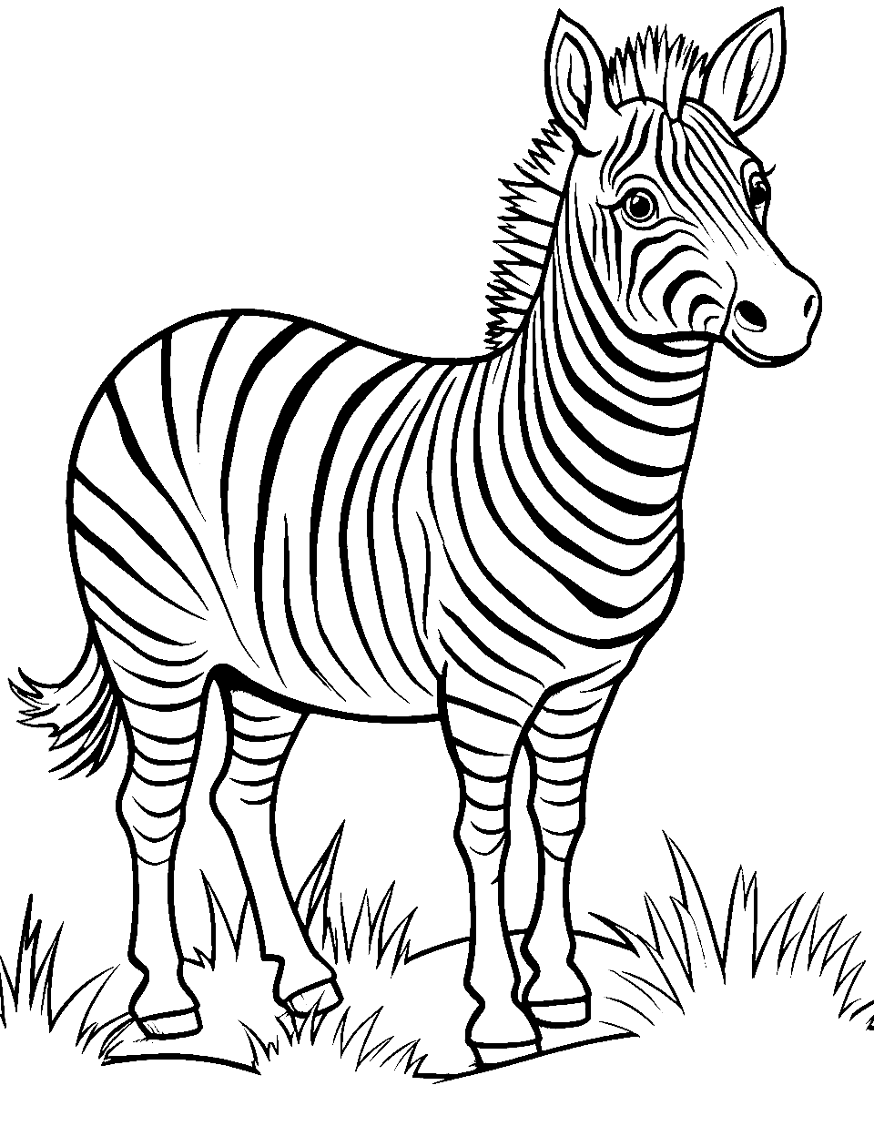 Zebra Zigzag Preschool Coloring Page - A zebra standing in a field.