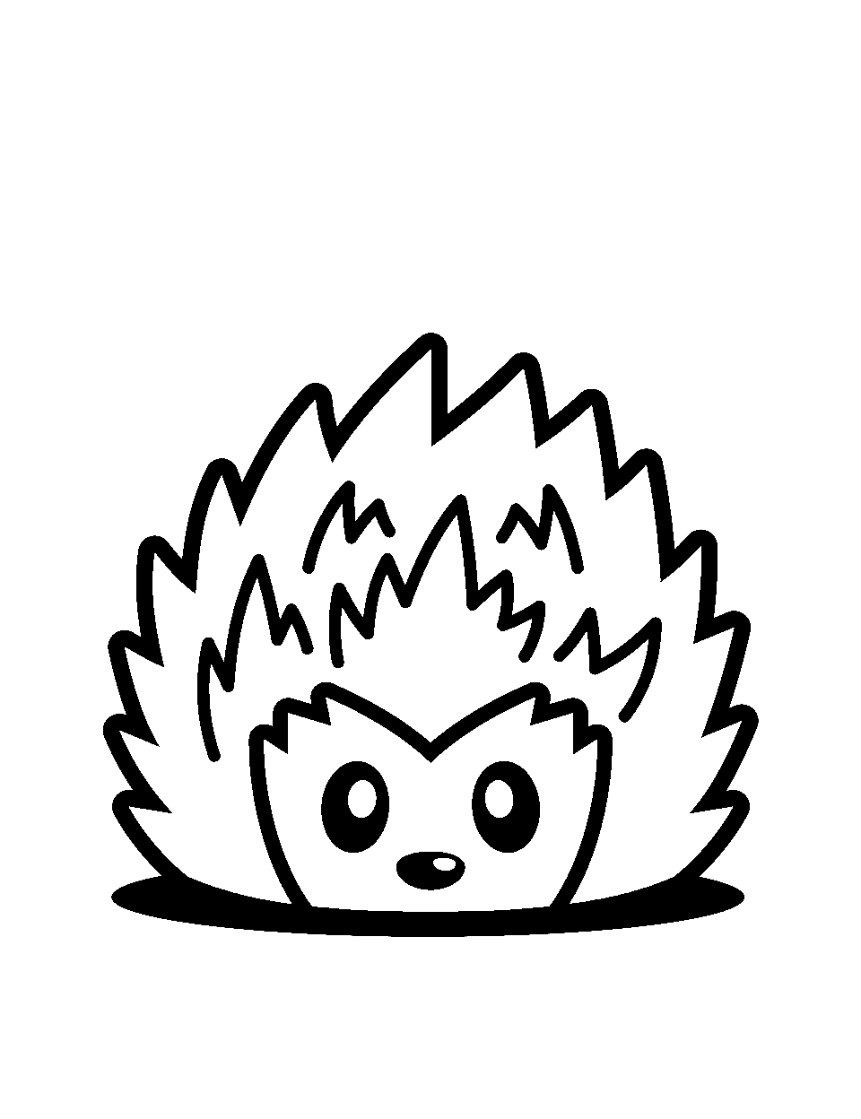Happy Hedgehog Coloring Page - A simple outline hedgehog curled up in a ball.
