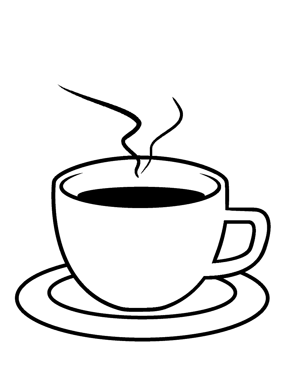 Teacup Steam Coloring Page - A teacup with steam rising.