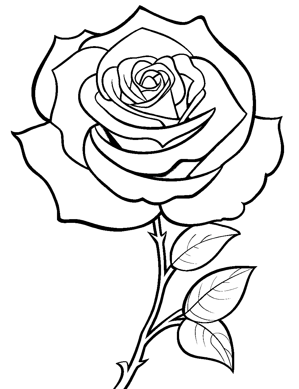 Rose Radiance Coloring Page - A rose in full bloom.
