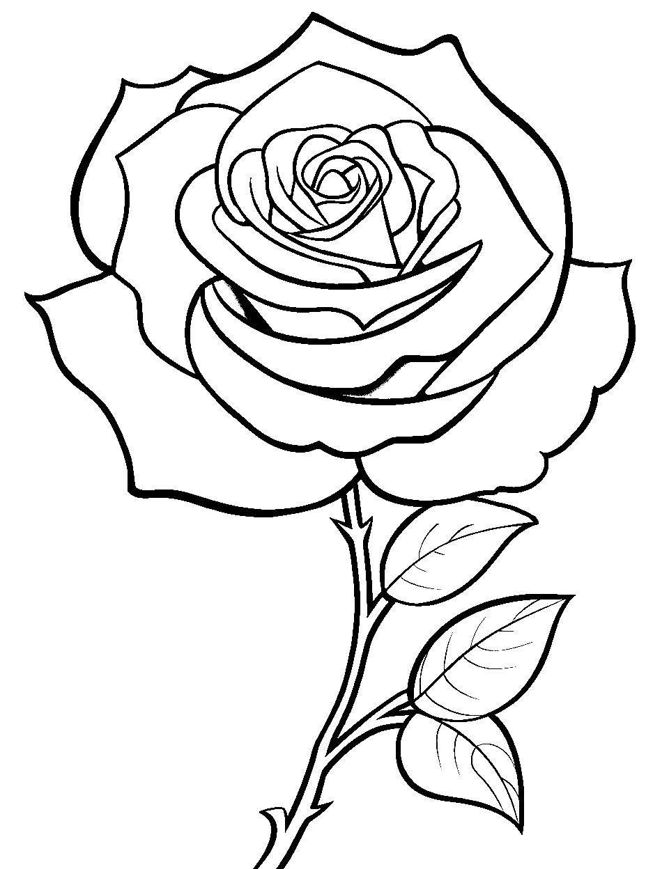 Rose Radiance Preschool Coloring Page - A rose in full bloom.