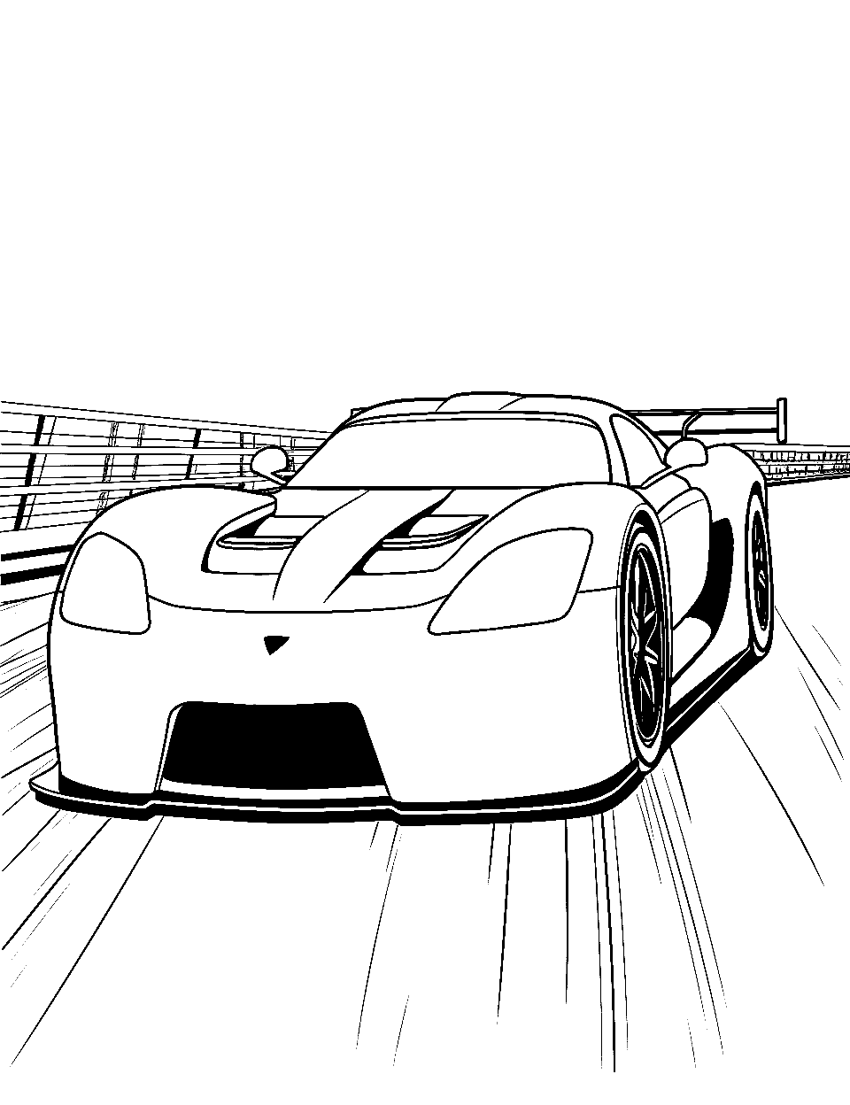 Sports Car Showdown Race Coloring Page - A modern sports car ready for a race.
