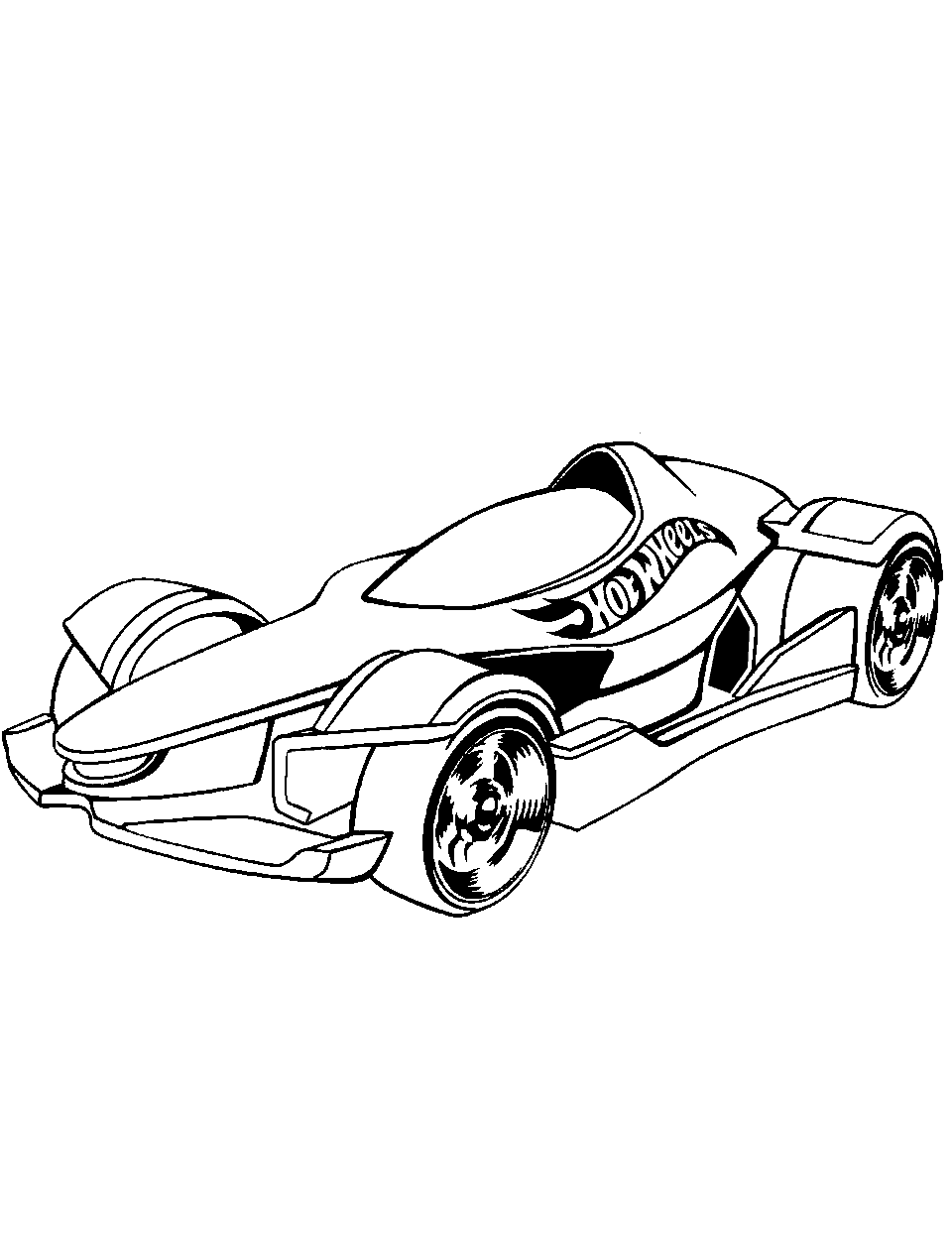 Hot Wheels Hero Race Car Coloring Page - A fantasy race car inspired by the Hot Wheels designs.