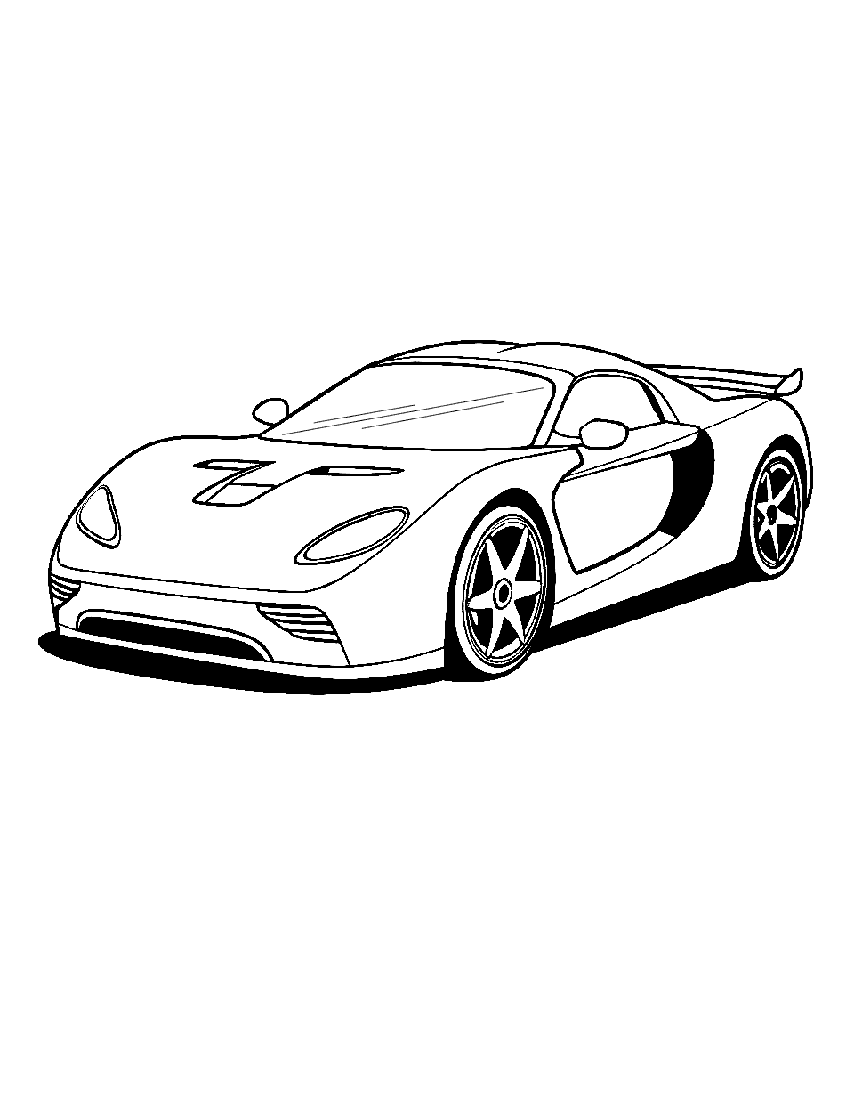 Simple Sports Car Race Coloring Page - A basic outline of a sleek sports car.