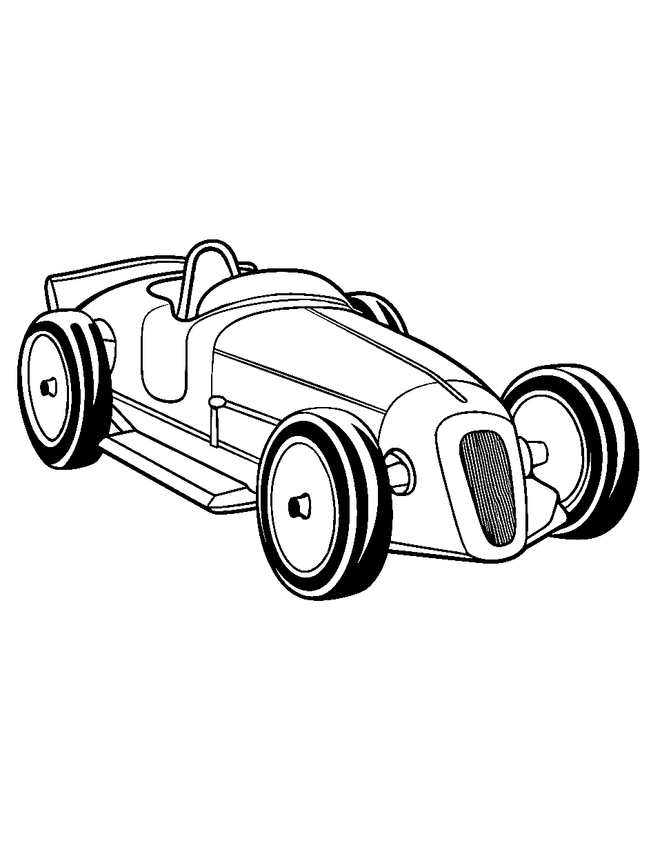 Retro Race Car Coloring Page - An old-fashioned race car from the early days of racing.