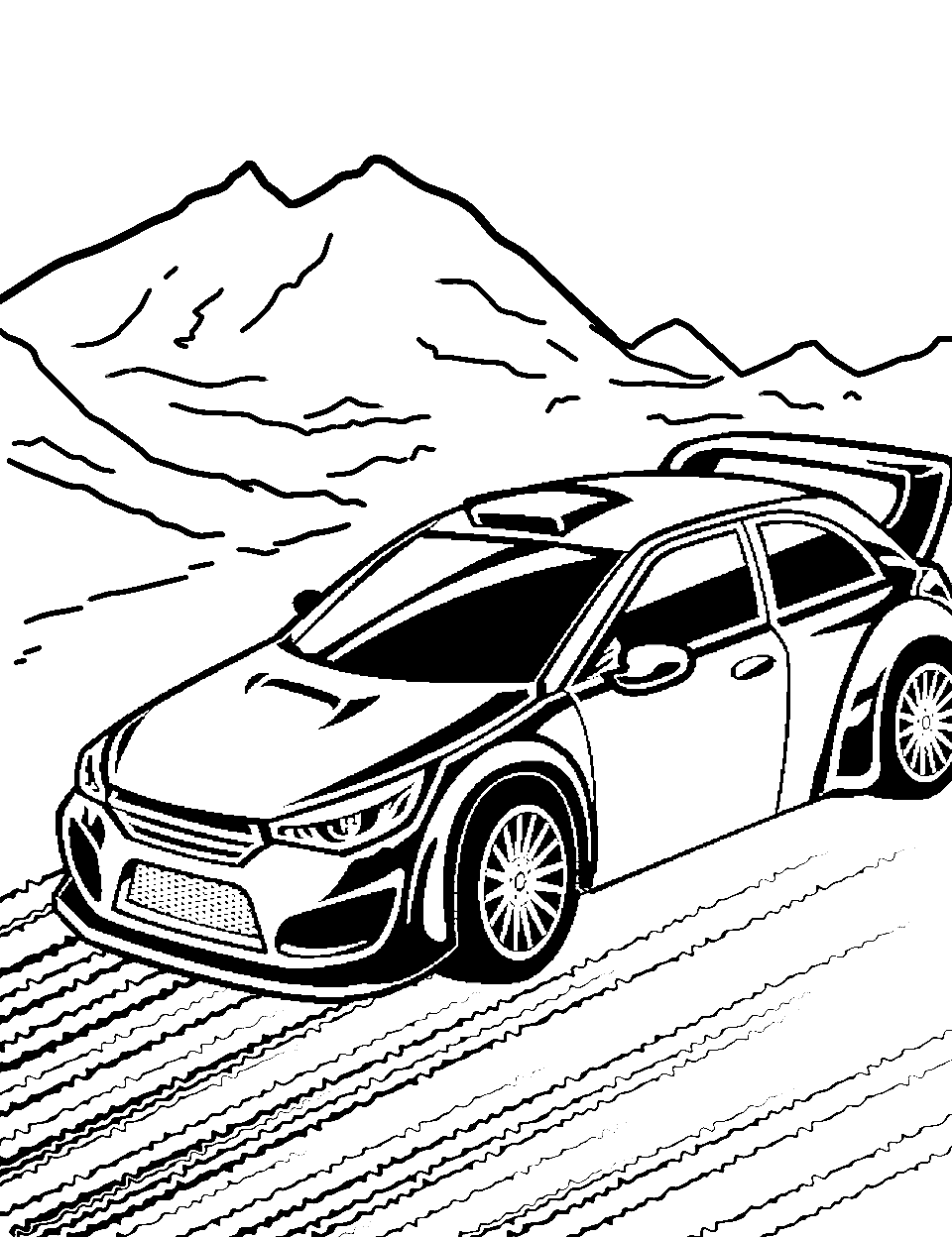 Off-Road Racer Race Car Coloring Page - A race car adapted for off-road terrain.