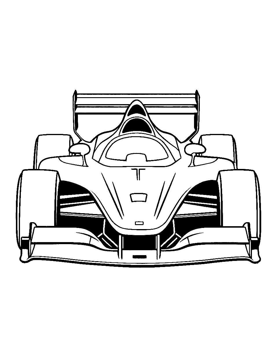 Realistic Race Car Coloring Page - A detailed drawing of a race car with realistic features.
