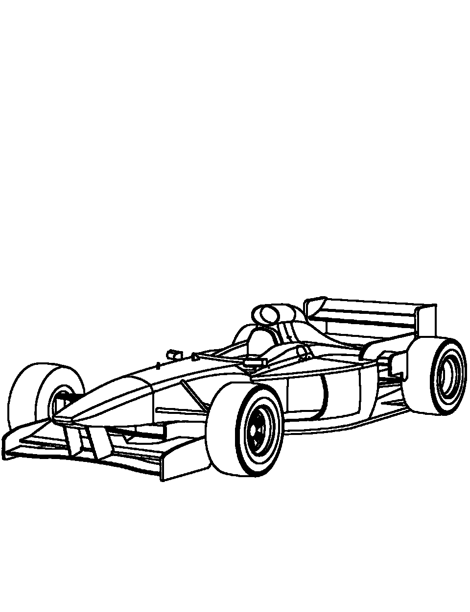 Cool Open Top Racer Race Car Coloring Page - A cool open-top race car.