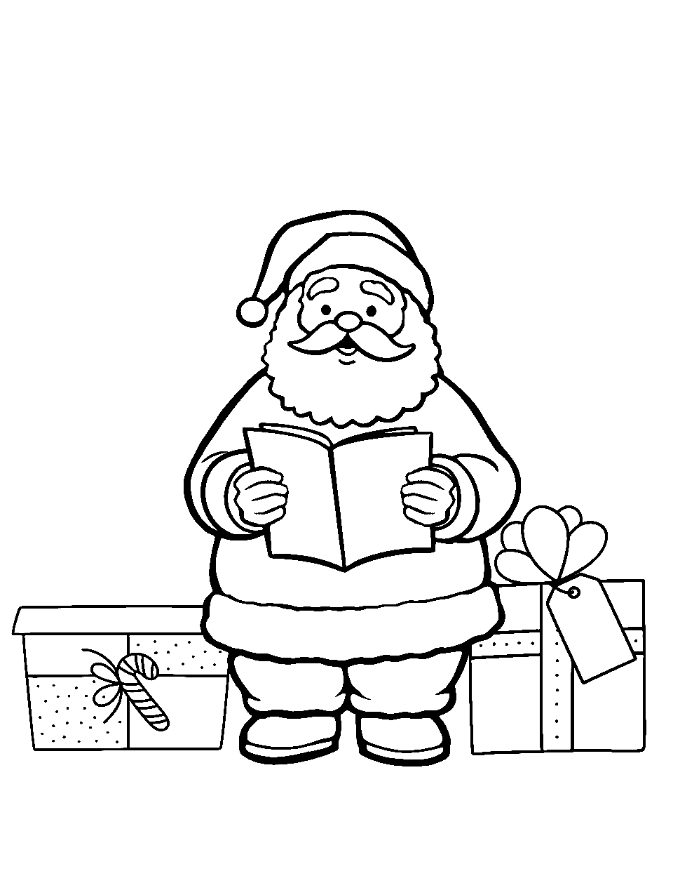 Santa Reading Letters Coloring Page - Santa reading Christmas wish letters from children all around the world.