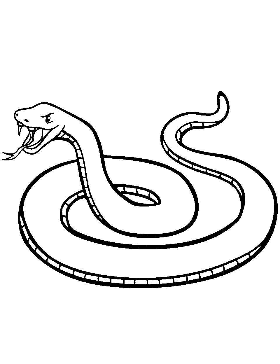 Cool Viper Stance Snake Coloring Page - A viper coiled and ready to strike.