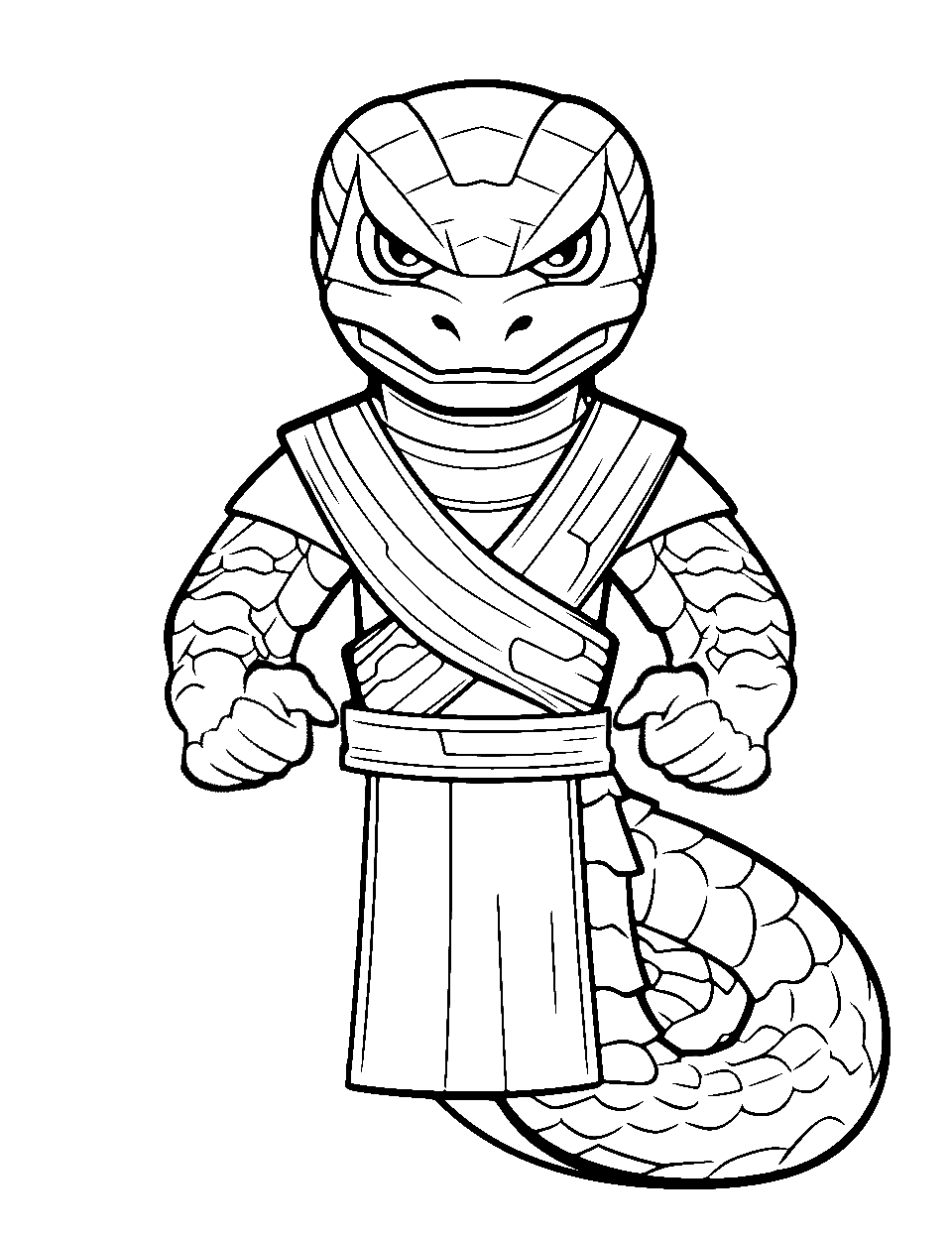 Ninjago Serpentine Coloring Page - A Ninjago-inspired snake character with fierce eyes.