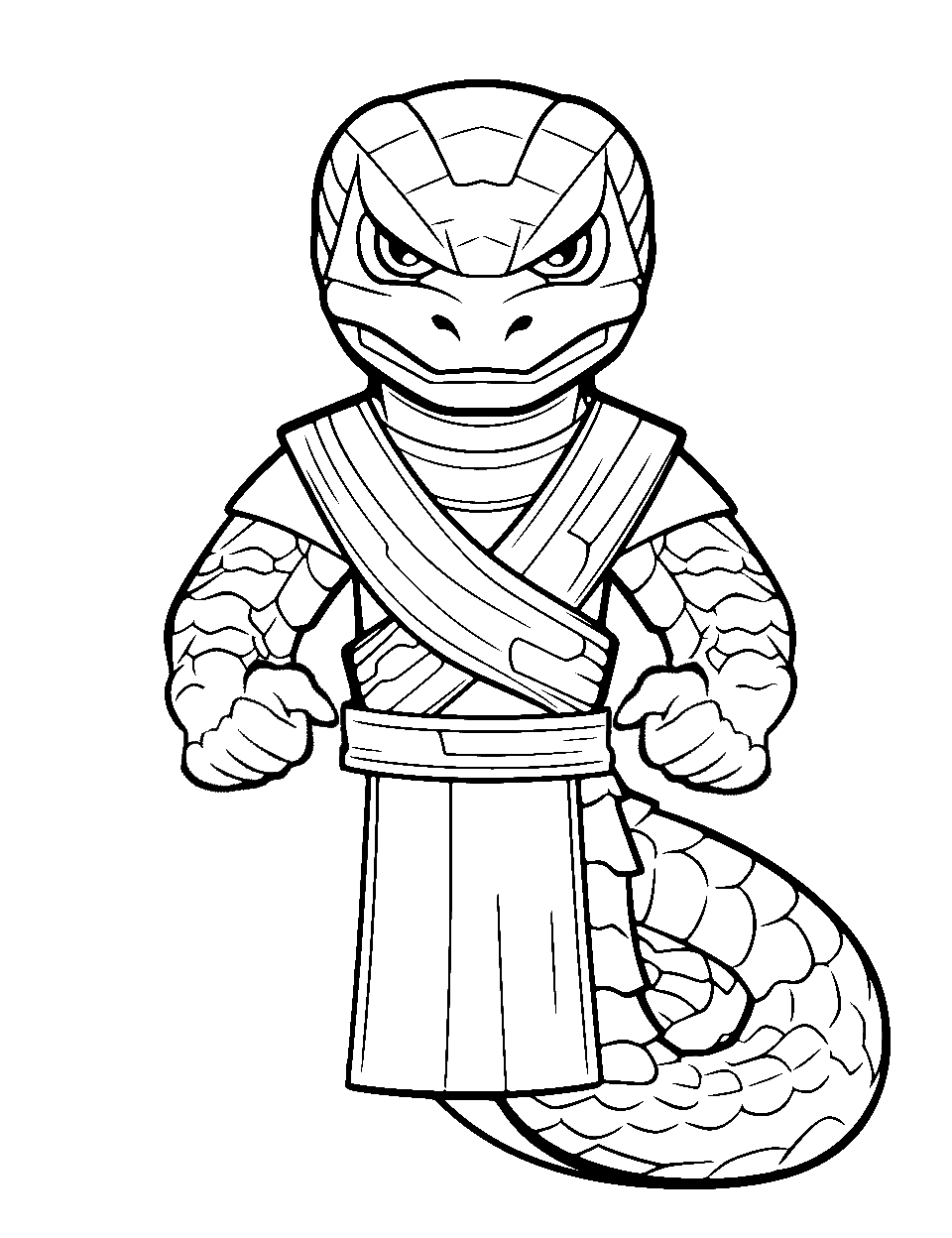 Ninjago Serpentine Snake Coloring Page - A Ninjago-inspired snake character with fierce eyes.