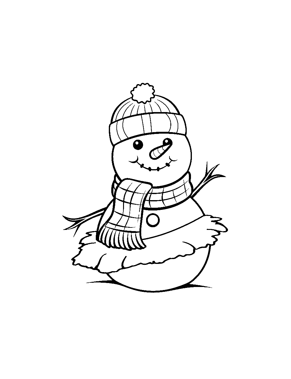 Snowman Ballerina Dancing Coloring Page - A graceful snowman in a tutu, performing a ballet dance.