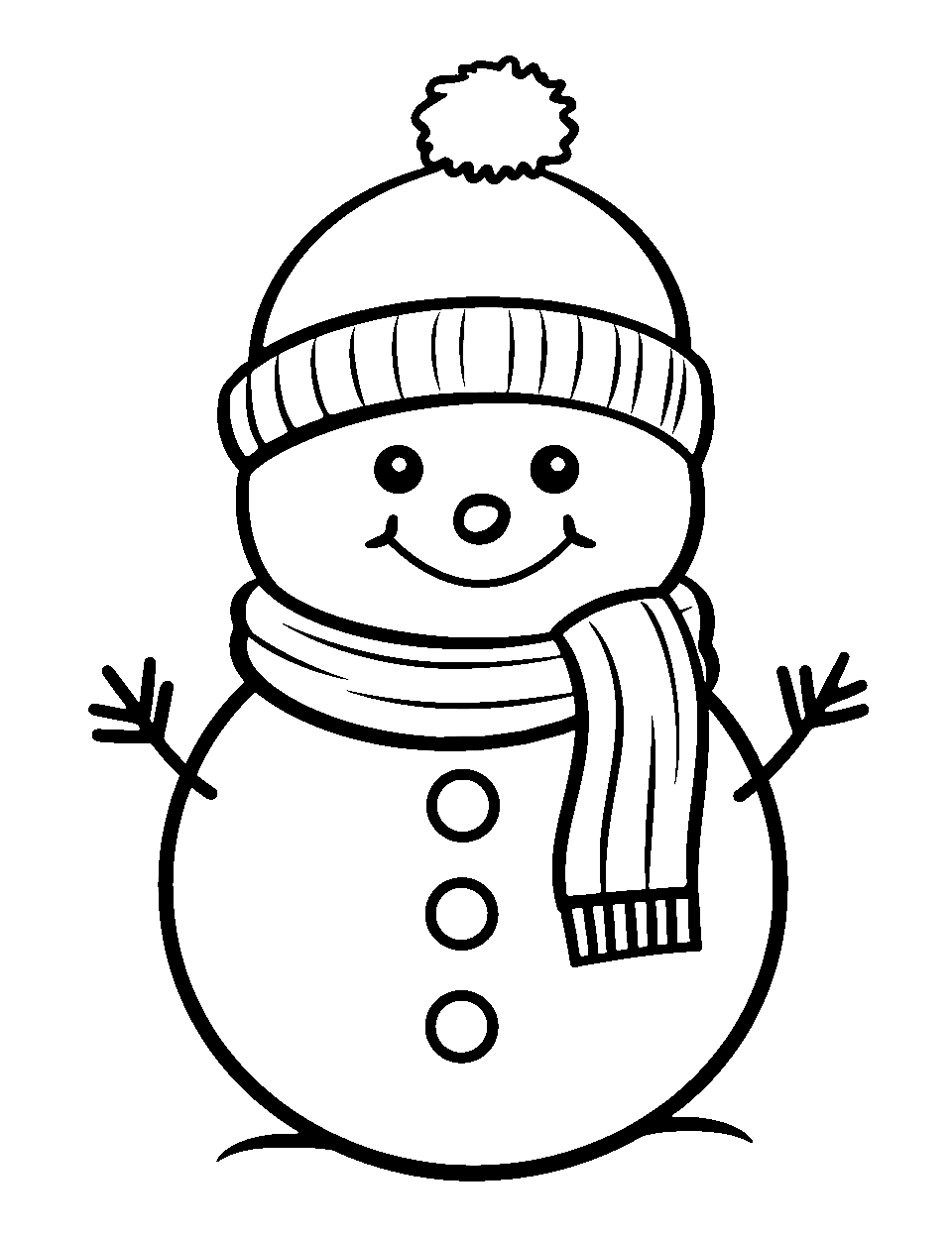 Preschool Snowman Coloring Page - A small, simple snowman suitable for a young preschool child to color.