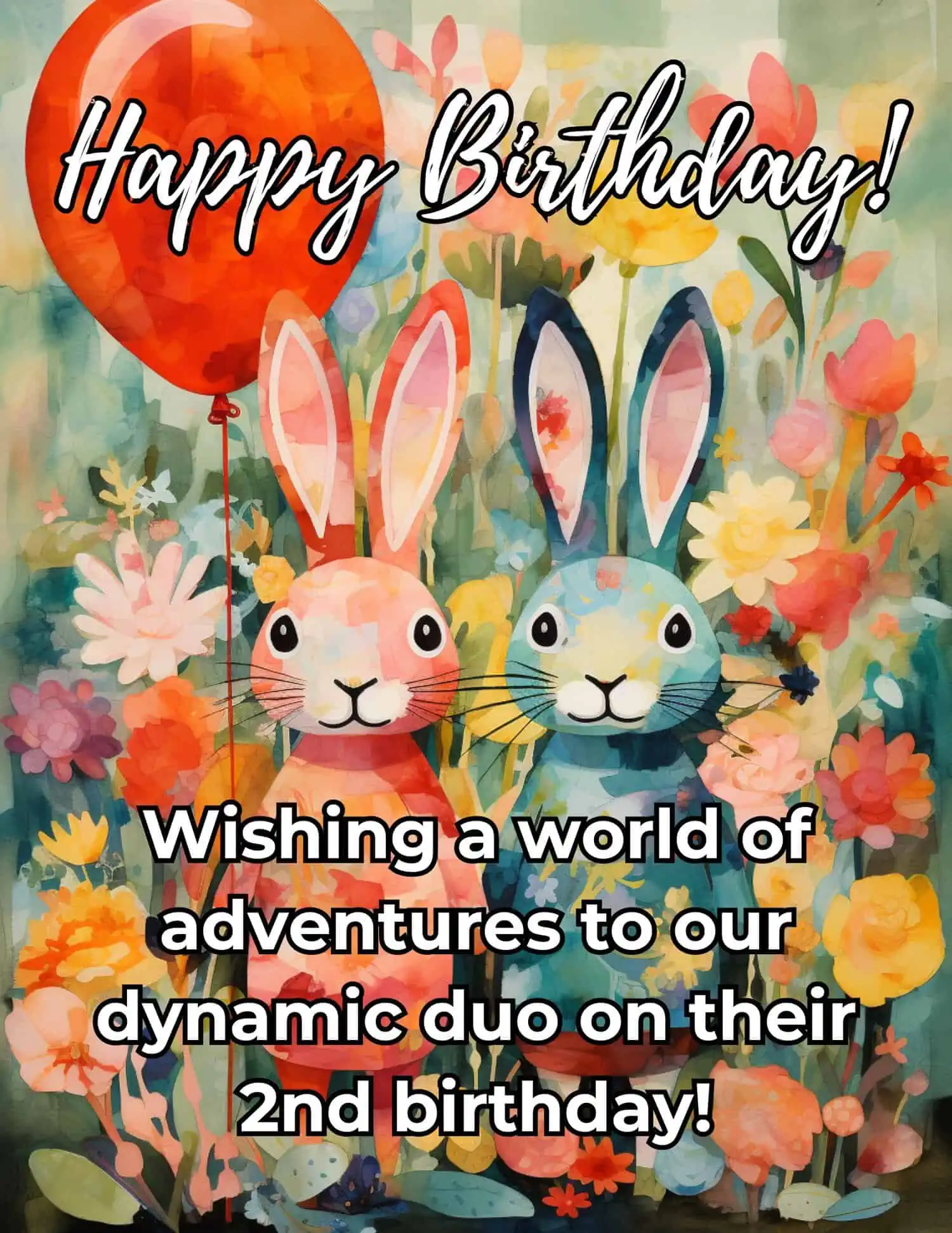 Unique and delightful birthday wishes for twins on their exciting second birthday.