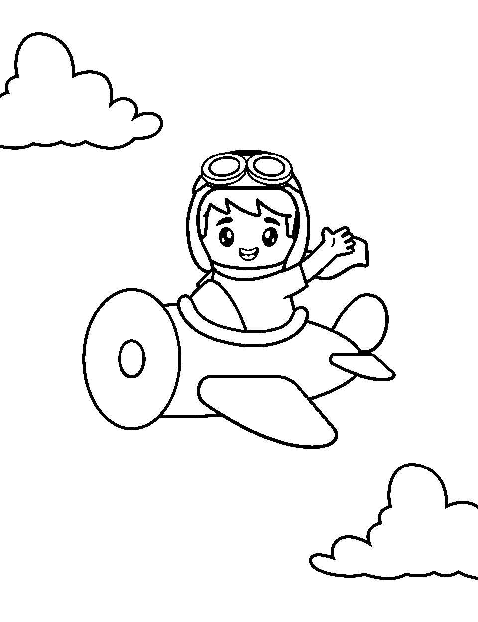 First Solo Flight Airplane Coloring Page - A small, single-engine plane piloted by a young aviator.