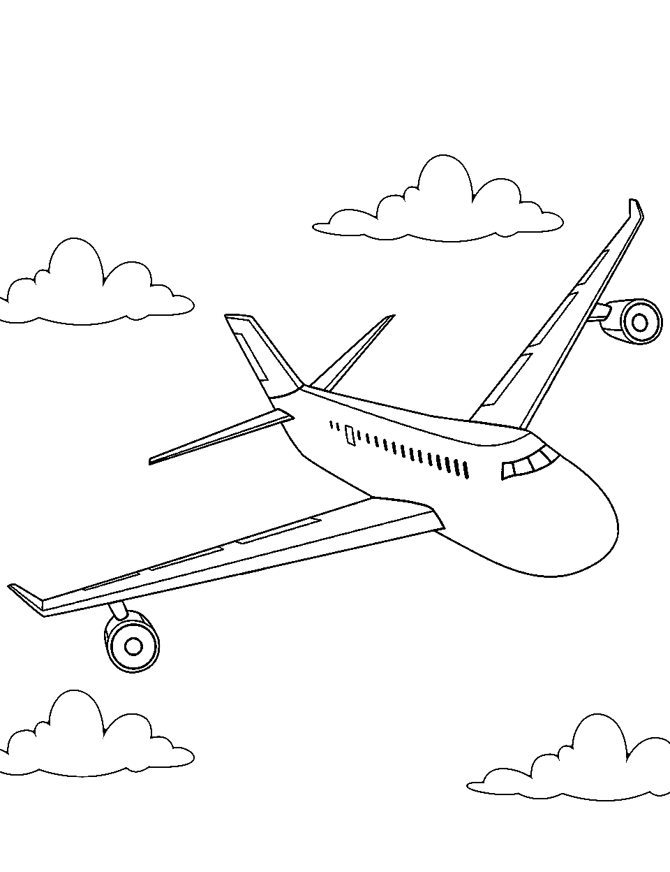 Electric Airplane Coloring Page - A futuristic electric airplane with a sleek design.