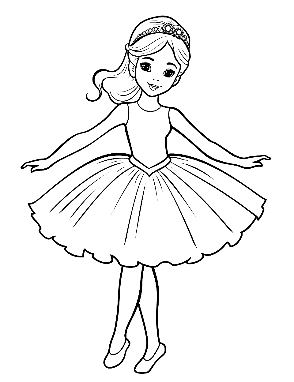 Anime Style Ballerina Coloring Page - A ballerina drawn in a cute, anime art style.