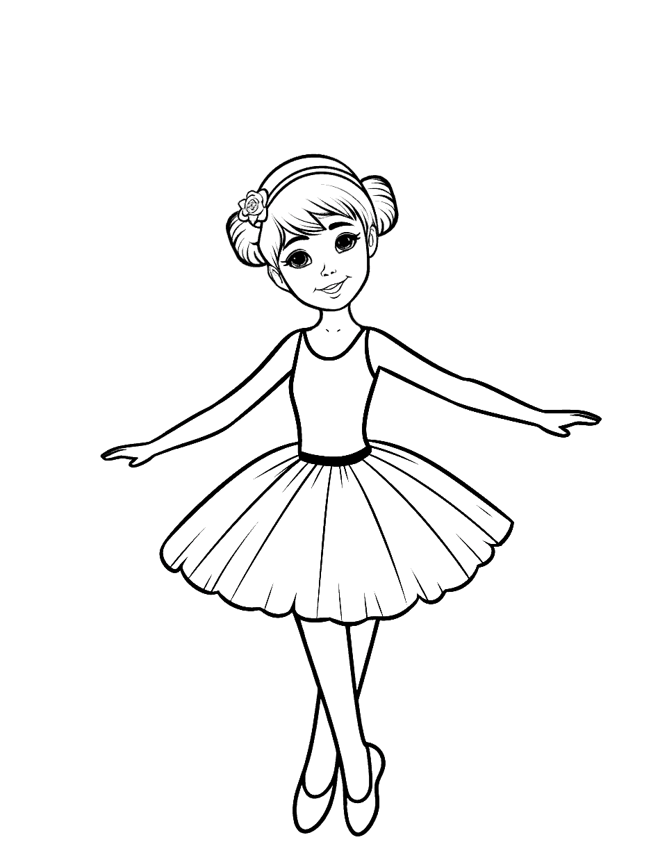 Barbie Ballerina Coloring Page - A coloring scene featuring a Barbie-like ballerina.