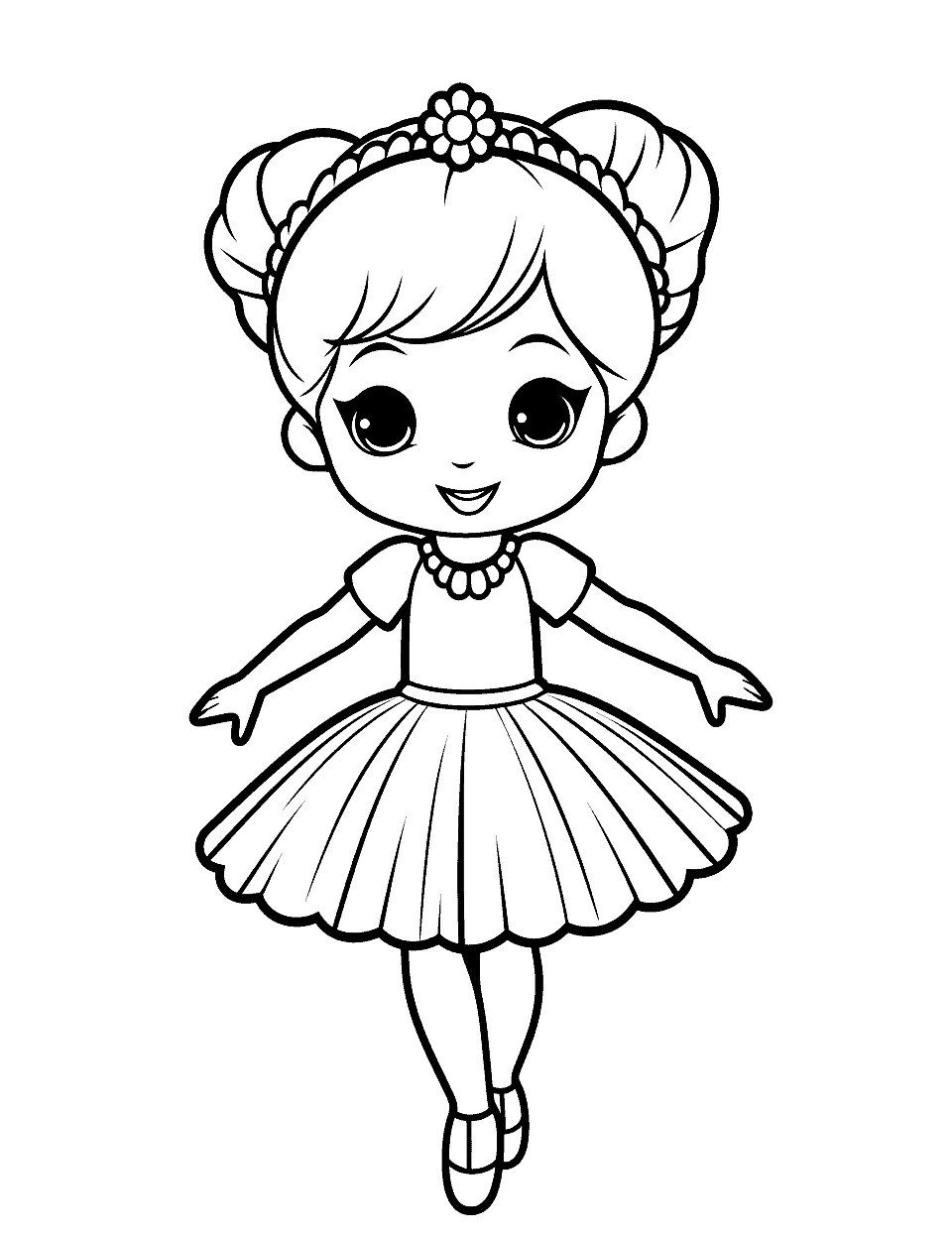 Ballet Dancer's First Recital Ballerina Coloring Page - A young ballerina excited for her first dance recital.