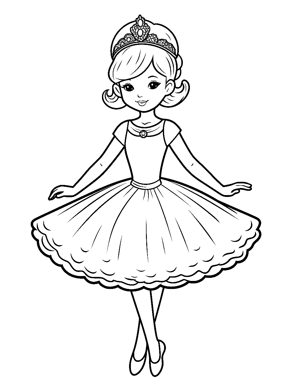 Cinderella-Inspired Ballerina Coloring Page - A ballerina dressed like Cinderella dancing.