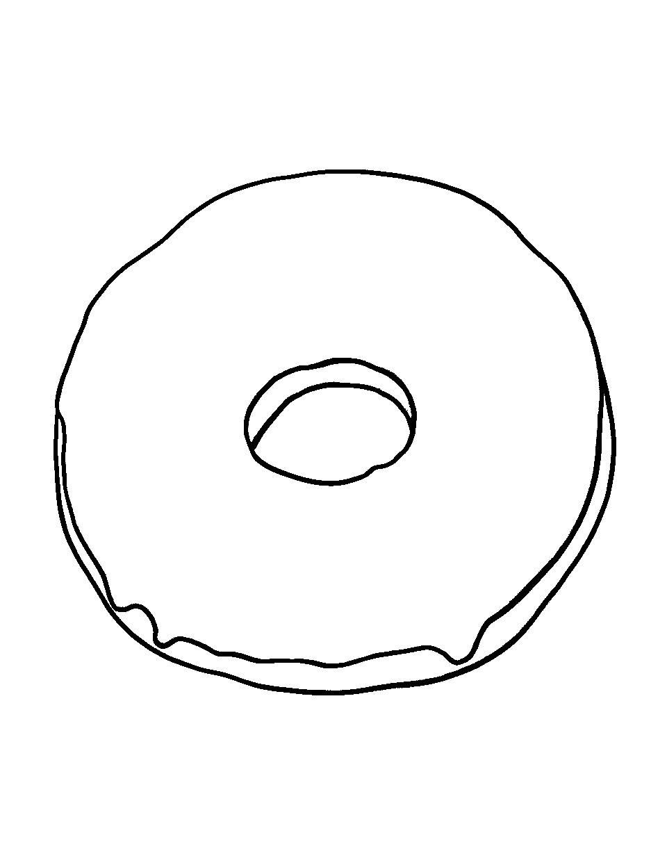 Simple Glazed Donut Coloring Page - A simple drawing of a glazed donut.