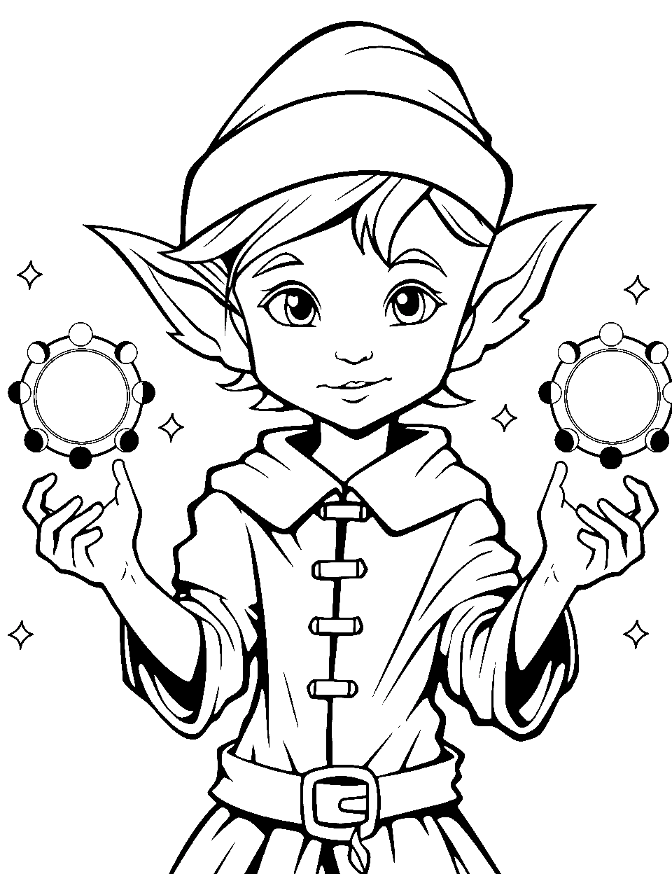 DND Style Elf Mage Casting Spells Coloring Page - An elf mage casting a spell, inspired by Dungeons & Dragons.