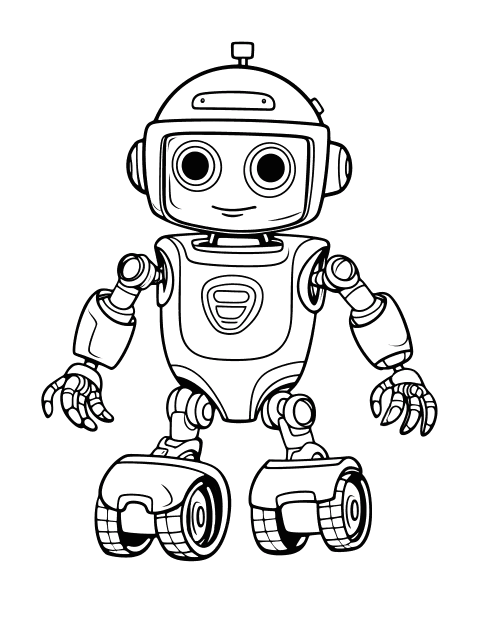 Cool Robot Skater Coloring Page - A robot on built-in roller skates ready to skate.