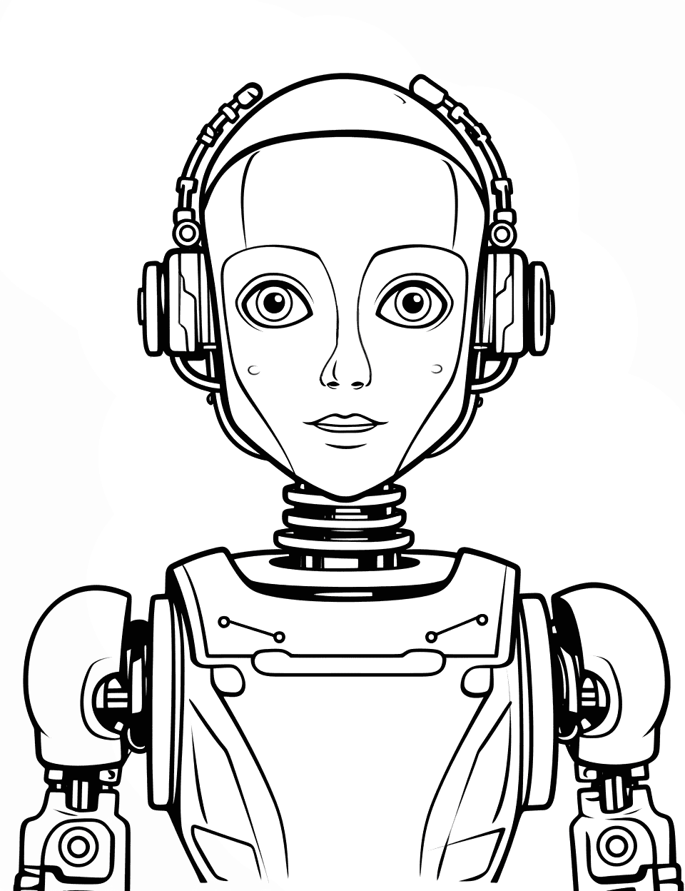 Realistic Humanoid Robot Coloring Page - A robot that closely resembles a human.