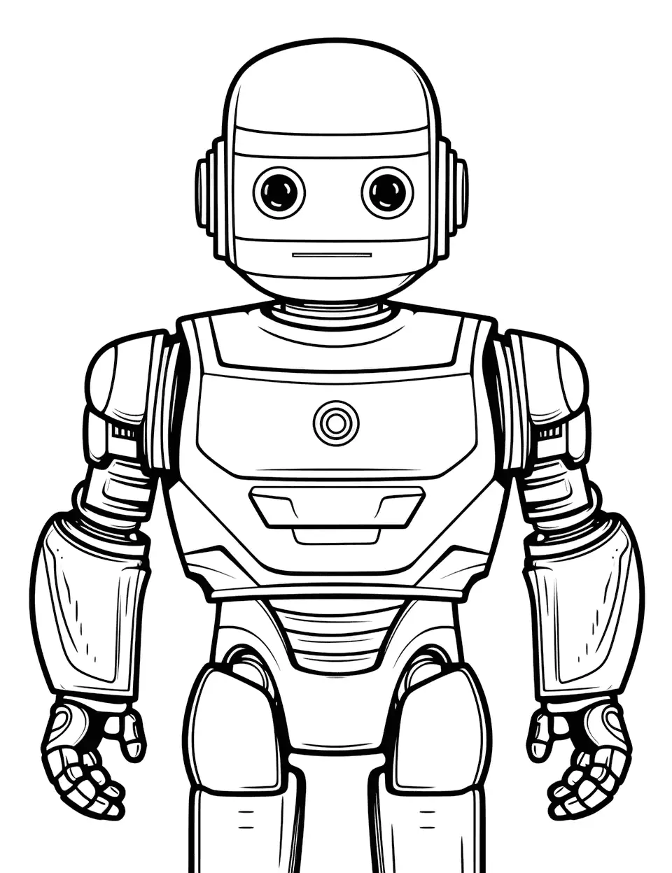 Robocop-Like Robot Officer Coloring Page - A robot resembling Robocop on patrol.