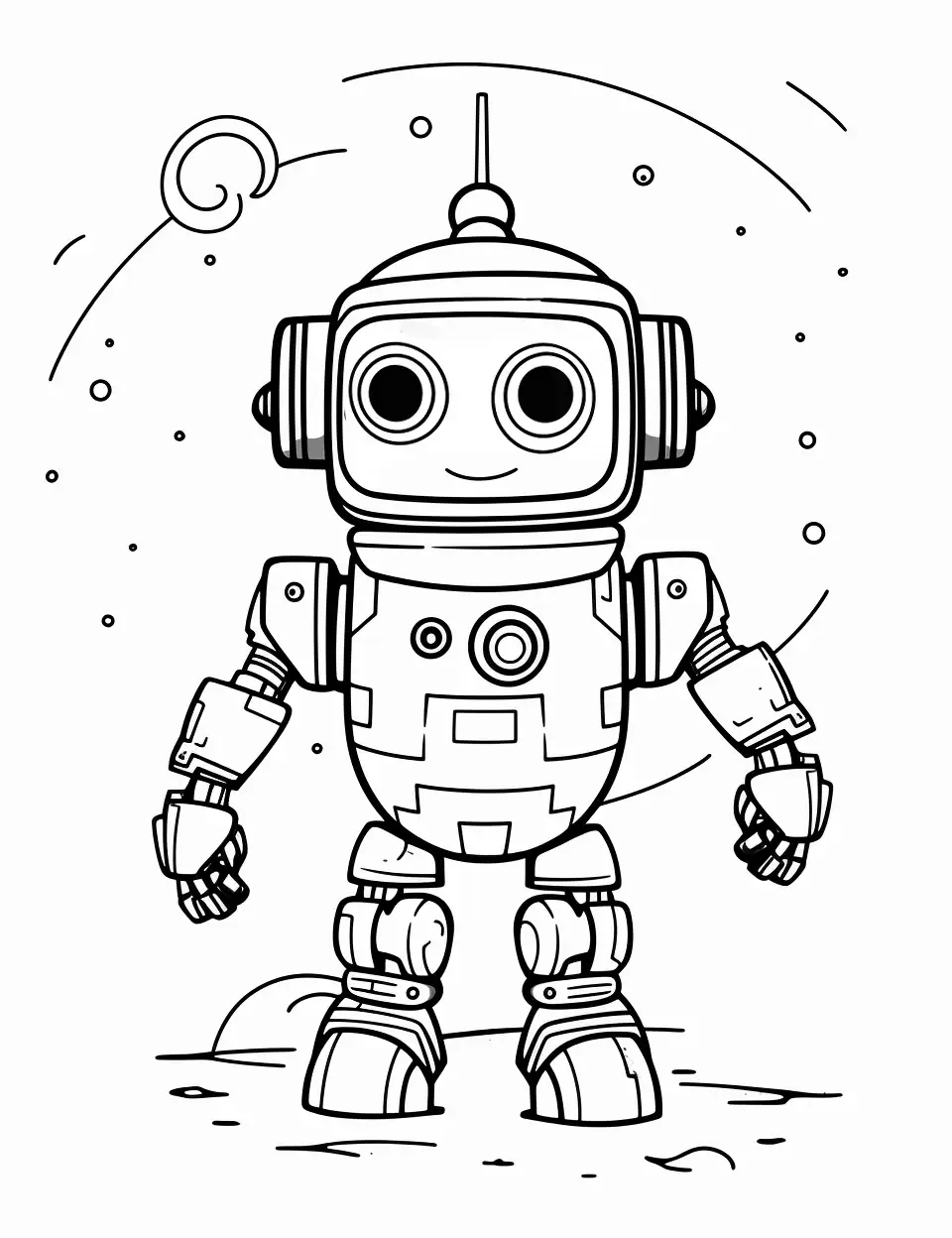 Space Robot on a Moon Mission Coloring Page - A robot to conduct experiments on the moon.