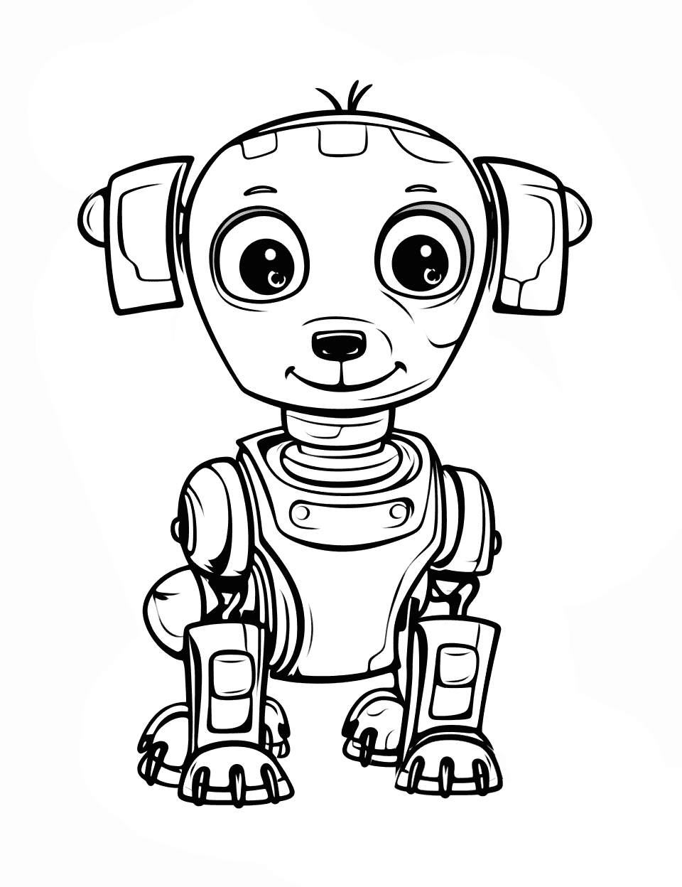 Friendly Robot Dog Coloring Page - A robot designed to look like a playful dog.