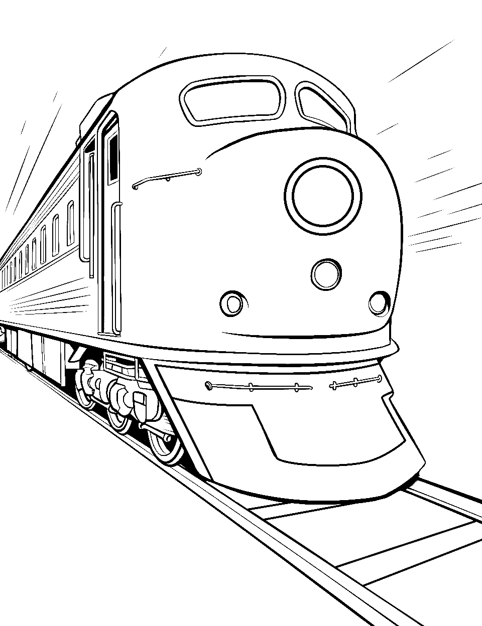 Speedy Train Coloring Page - A super-fast train zooming down the tracks.