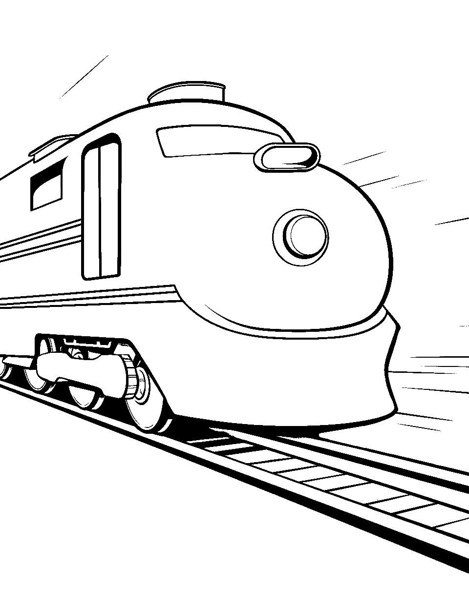 Futuristic Bullet Train Coloring Page - A futuristic bullet train speeding on a sleek track.