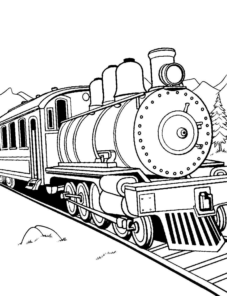 Wild West Gold Rush Train Coloring Page - A train from the era of the Wild West gold rush.