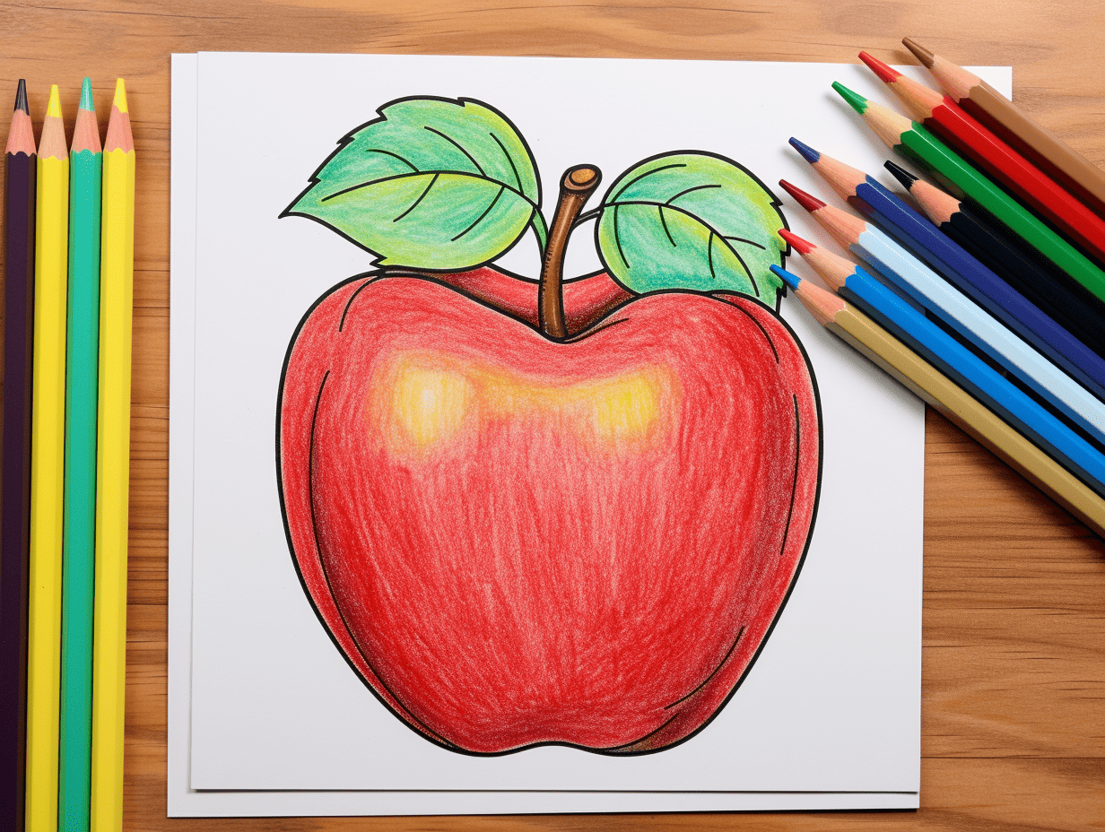 Cartoon Apple Coloring Page for Kids Graphic by IkkiloDesign · Creative  Fabrica