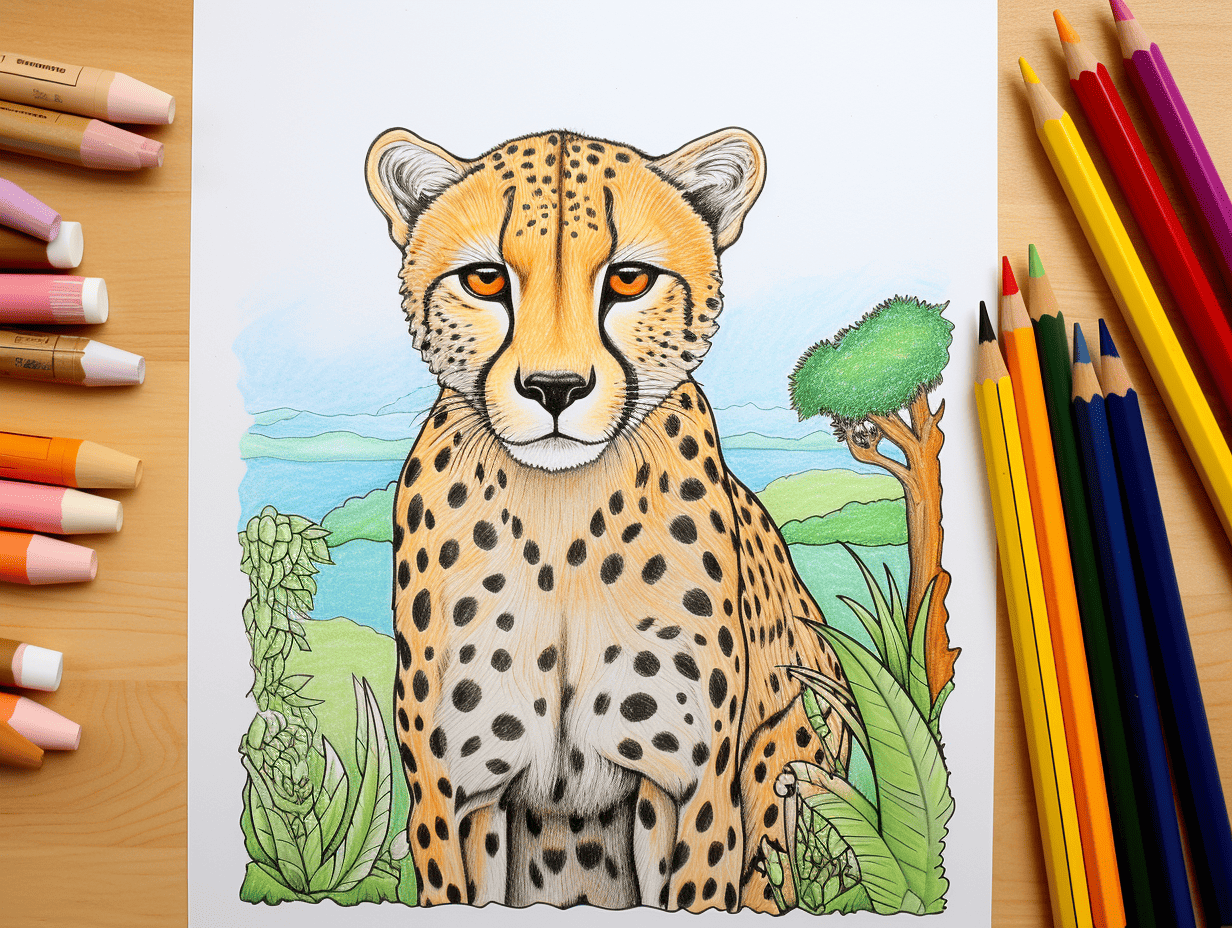 Cheetah. Coloring book for kids. Cheerful character. Vector illustration.  Cute cartoon style. Hand drawn. Fantasy page for children. Isolated on  white background. Stock Vector | Adobe Stock